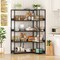 Costway Corner Bookshelf 5-Tier L-Shaped Bookcase 71" Tall Etagere Bookshelf with Metal Frame Brown/Gray